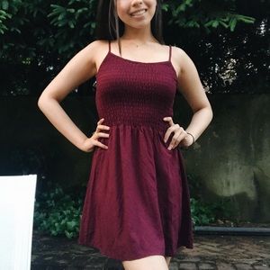 smocked maroon dress